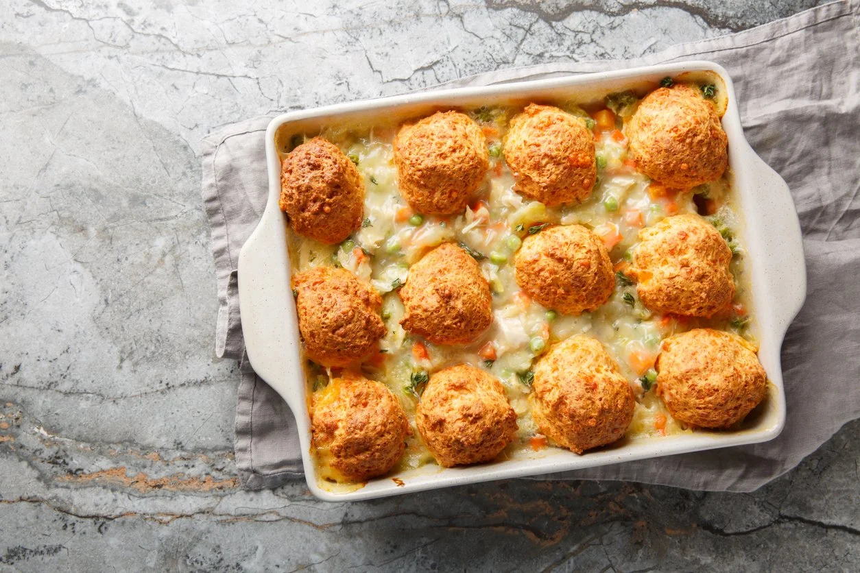 One-Pot Chicken Pot Pie with Biscuits