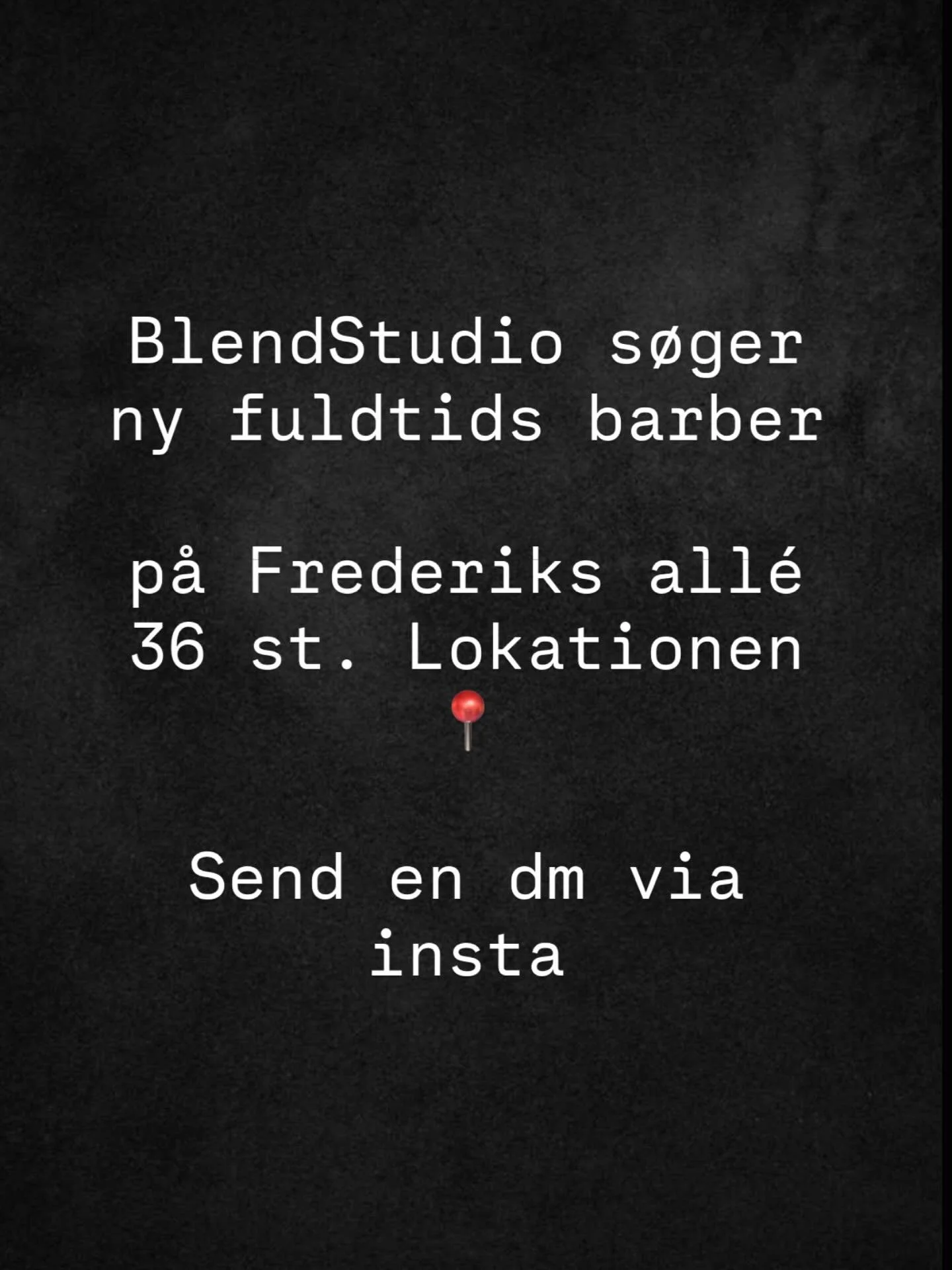 Vi s&oslash;ger en fuldtids barber 💈i blendstudio Frederiks alle, du skal v&aelig;re passioneret, service service minded, og v&aelig;re hj&aelig;lpsom for dine kollegaer. Mere info ang&aring;ende arbejdstiderne 

Vi gl&aelig;der os til at h&oslash;r
