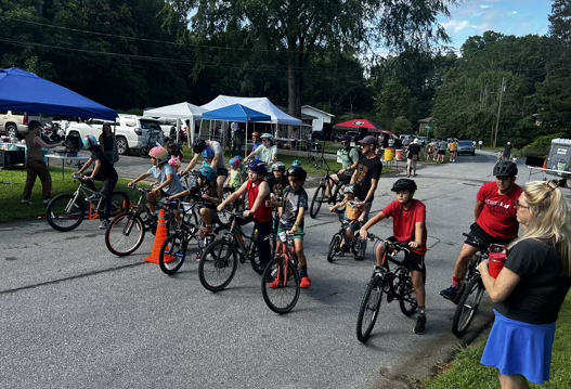  The start line for the BikeAthens Blueberry Rally for Kids. 