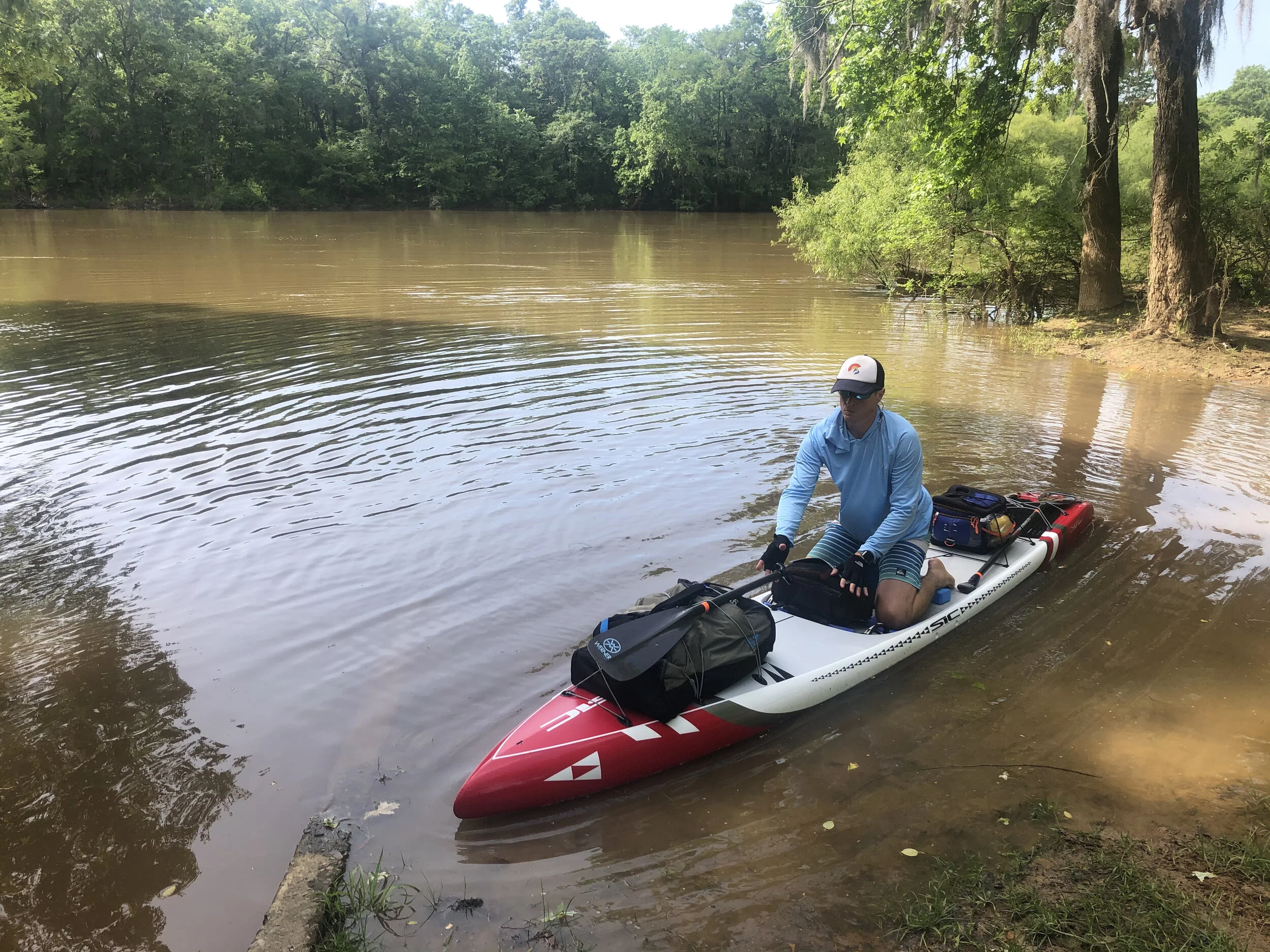 The river was high (and rising) from several days of hard rain upstream in Northeast Georgia.