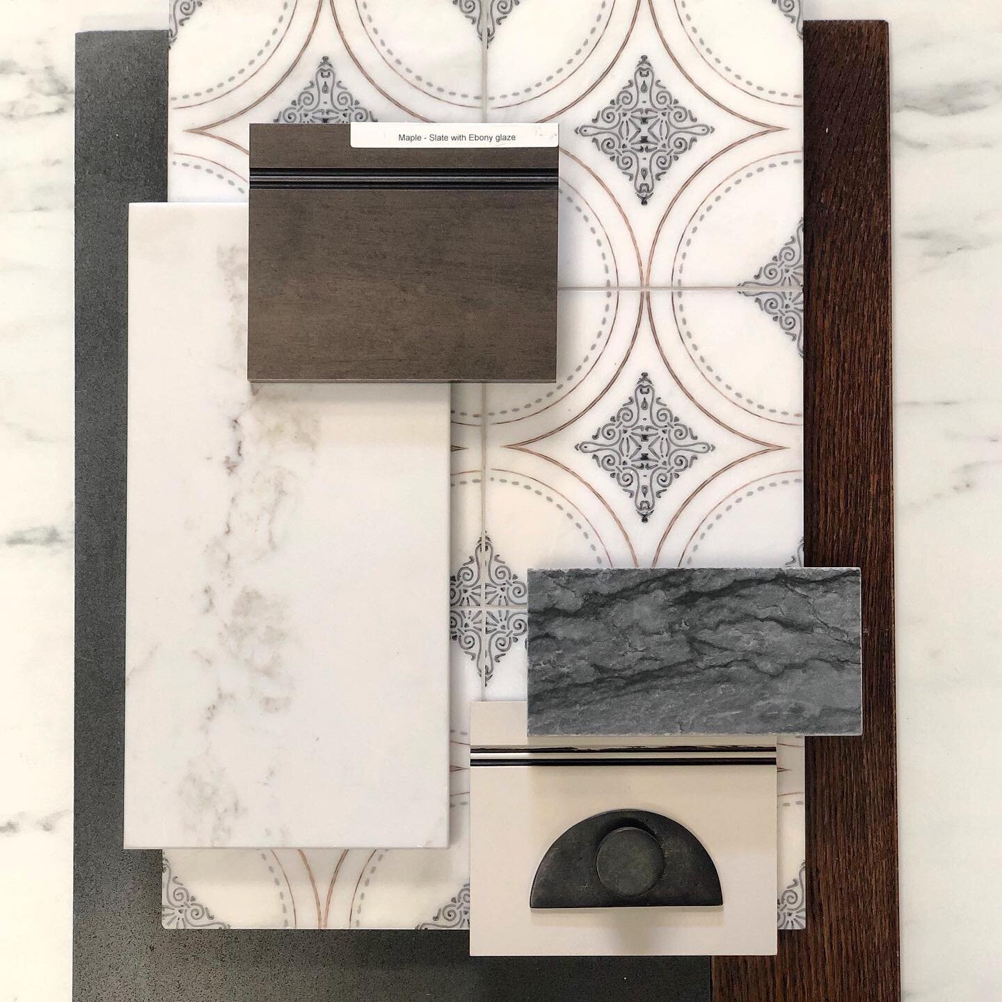 ❤️SUPER PRETTY designs coming together today @designpalmbeach! Been dying to use this @stoneimpressions tile because who doesn&rsquo;t love it?!
#designinspo #interiordesign #stoneimpressions #marble #moodboard #frenchinspired #kitchendesign