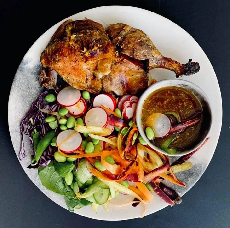 CRISPY ROAST DUCK WITH SLAW & YUZO KOSHO MANDARIN DRESSING