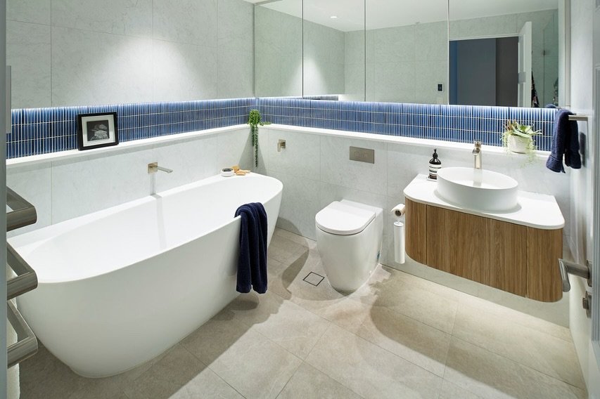 Bathroom renovations in an Apartment can be challenging. We cant change floor wastes or existing Hot and Cold water penetrations - but that&rsquo;s what Nib Walls are for! 

We love to combine shifting plumbing back and forth for toilet, bath, mixer 