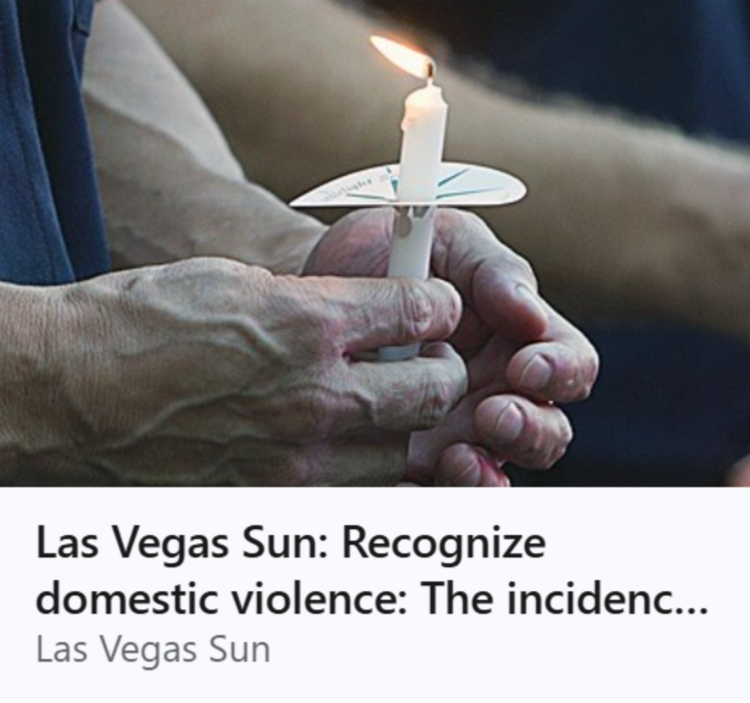 Las Vegas Sun logo that links to an interview with Jenny about domestic violence, psychological abuse, and emotional abuse.