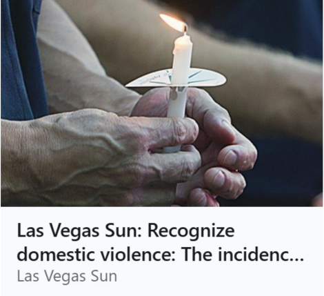 Las Vegas Sun logo that links to an interview with Jenny about domestic violence, psychological abuse, and emotional abuse.
