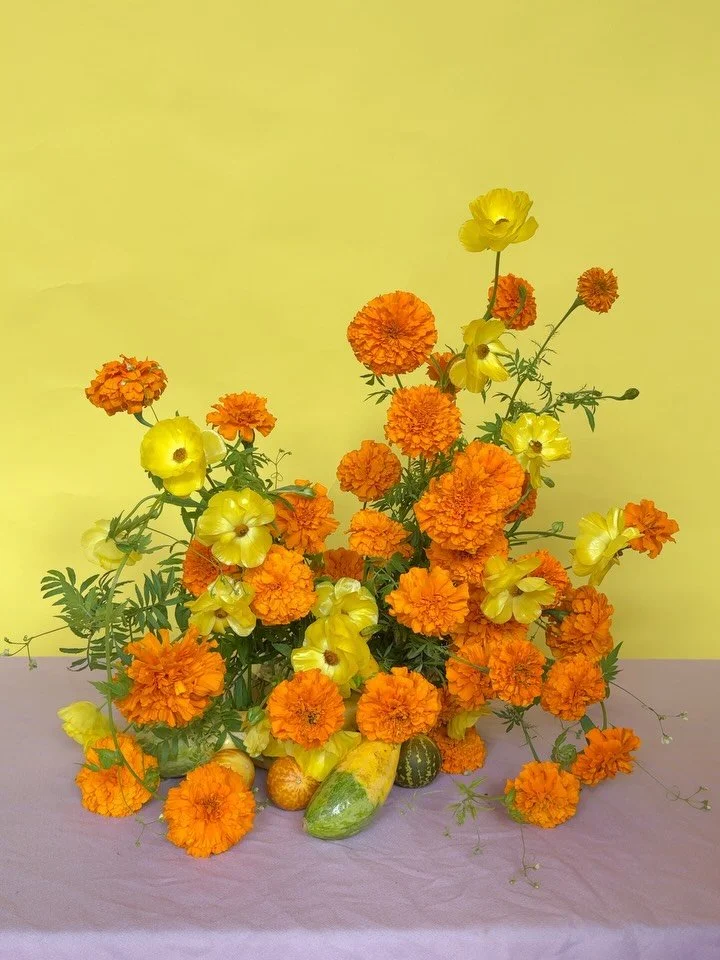 Friday flowers for your feed // September&rsquo;s offerings of marigolds paired with fruits and veggies from my garden. I&rsquo;m loving how warm these bright summer citrus colors feel.

If you&rsquo;re thinking of ways to elevate the space in your b