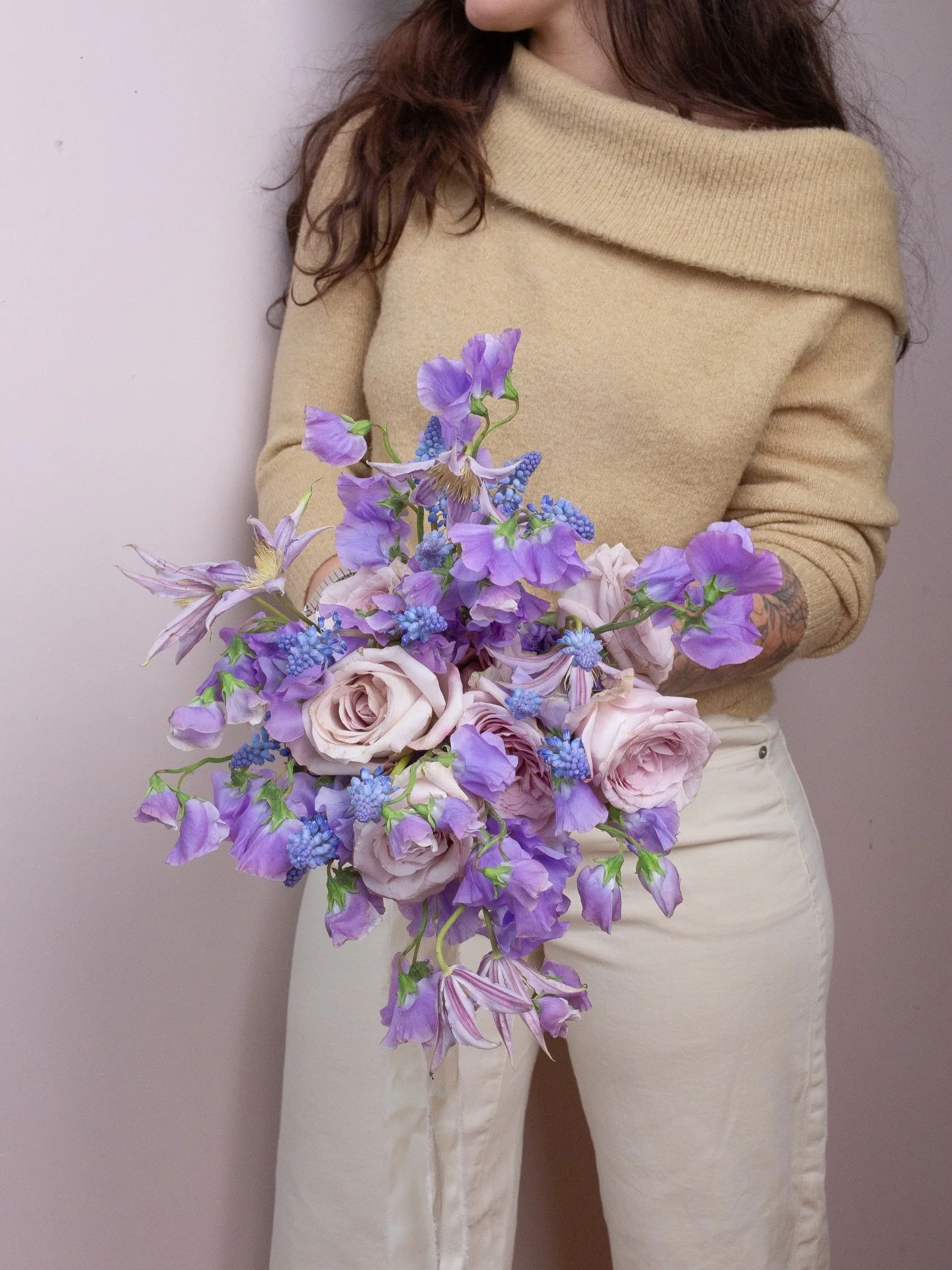 Varying shades of cool purple bring this springtime bridal bouquet to life during a design day at my studio.

Spring availability is limited for weddings and events! Send an email with your event details and let&rsquo;s manifest this beauty together 