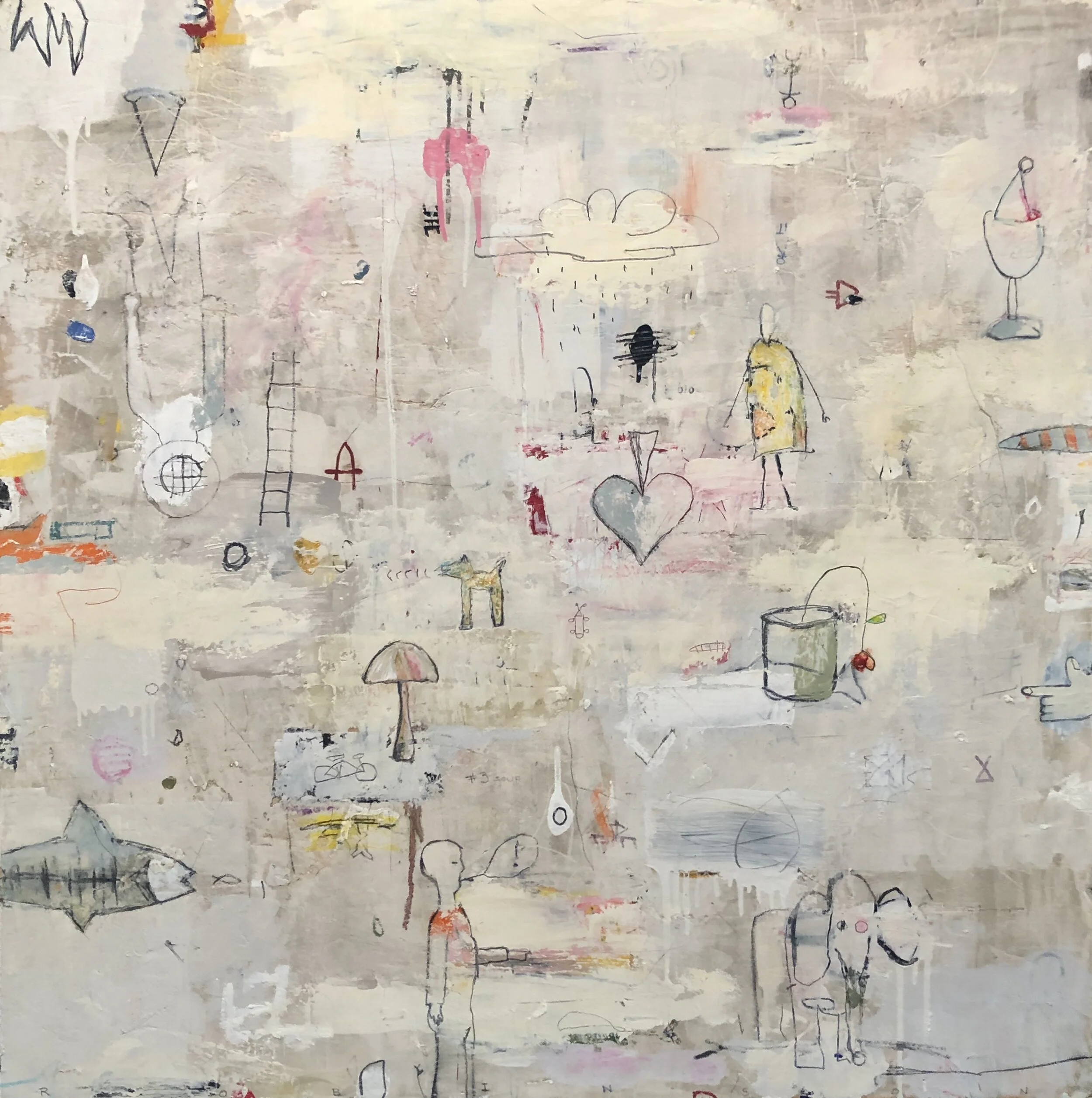 BRAIN SOUP #3      2020   oil, mixed media on panel,  40x40