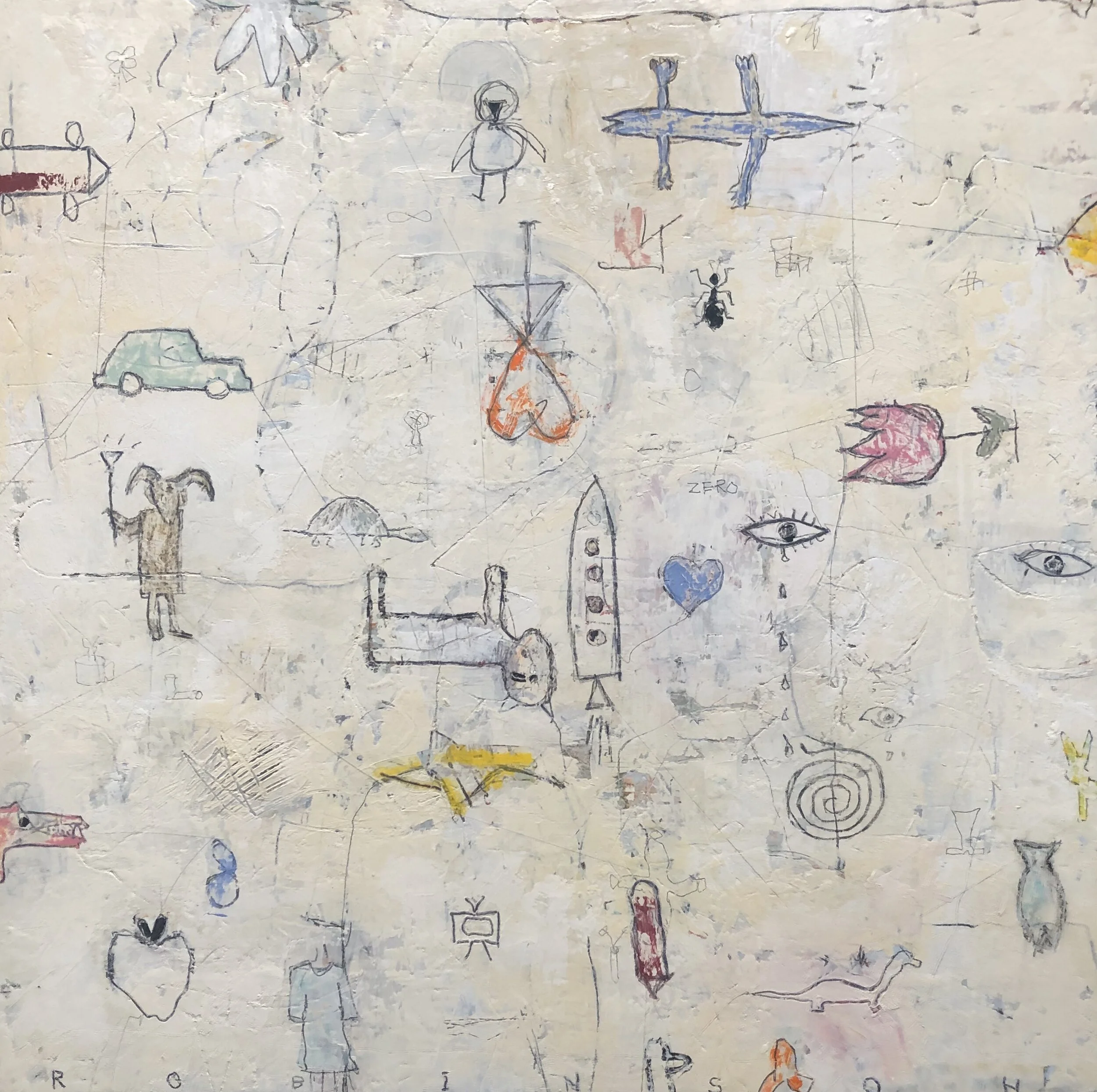 BRAIN SOUP #2     2020  oil, mixed media on panel,  32x32