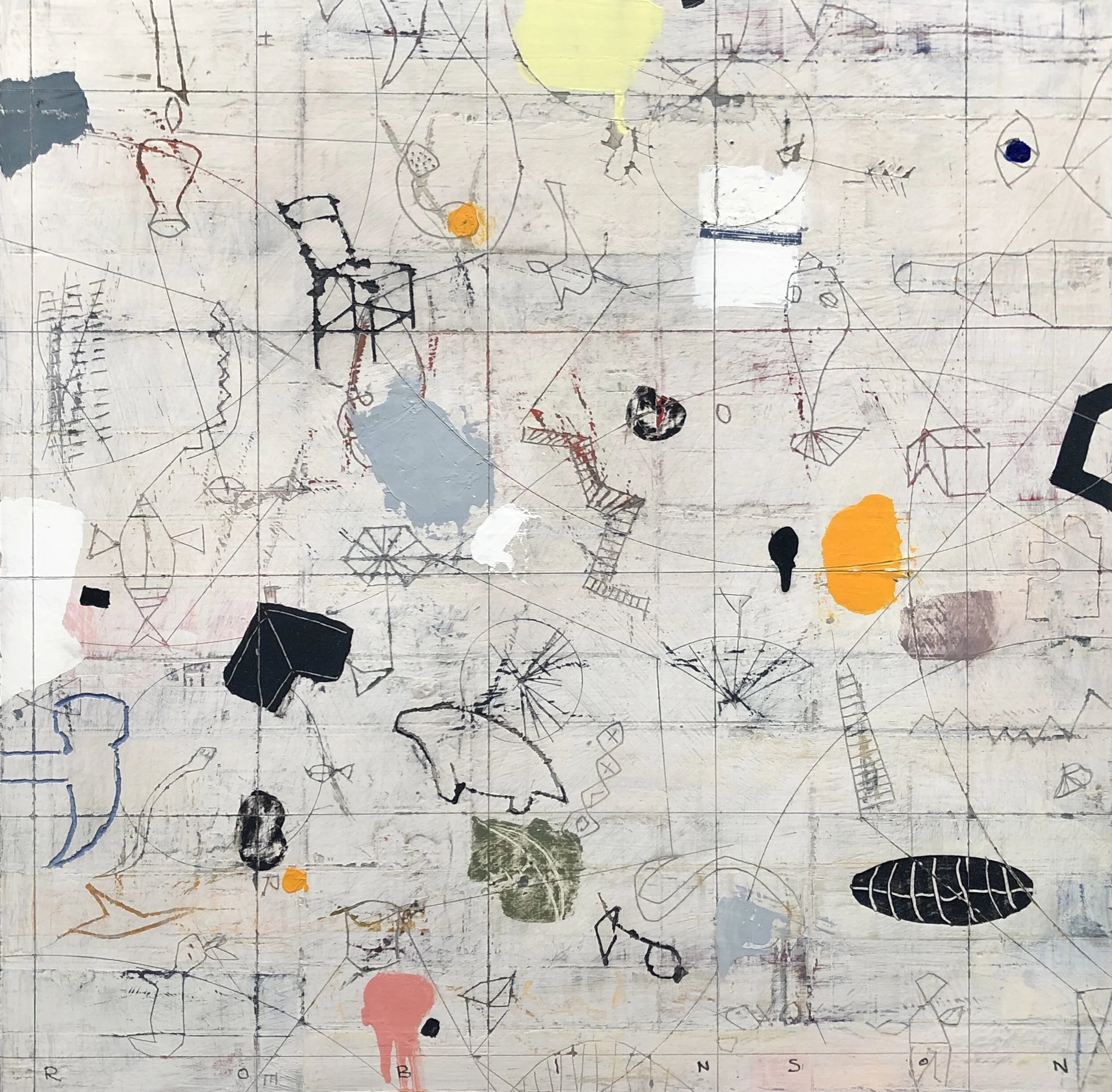 LAB WORK      2019   oil, mixed media on panel,  24x24