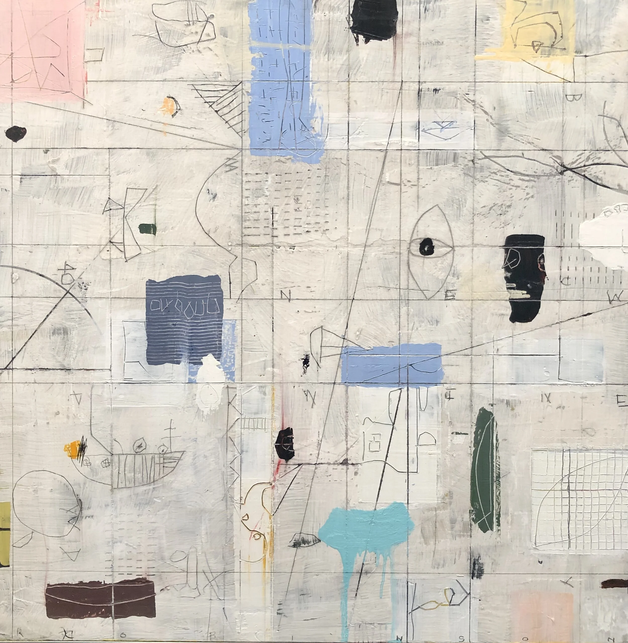 TWO BOATS      2019   oil, mixed media on panel,  24x24