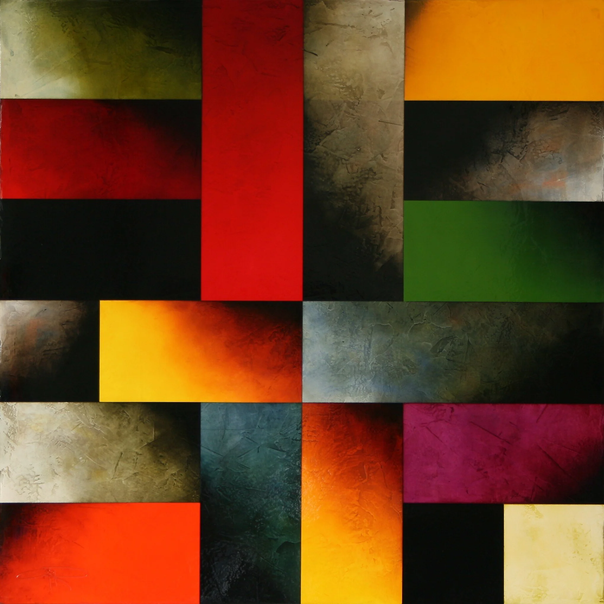 SUSPICION2007      mixed media on canvas,  46x46