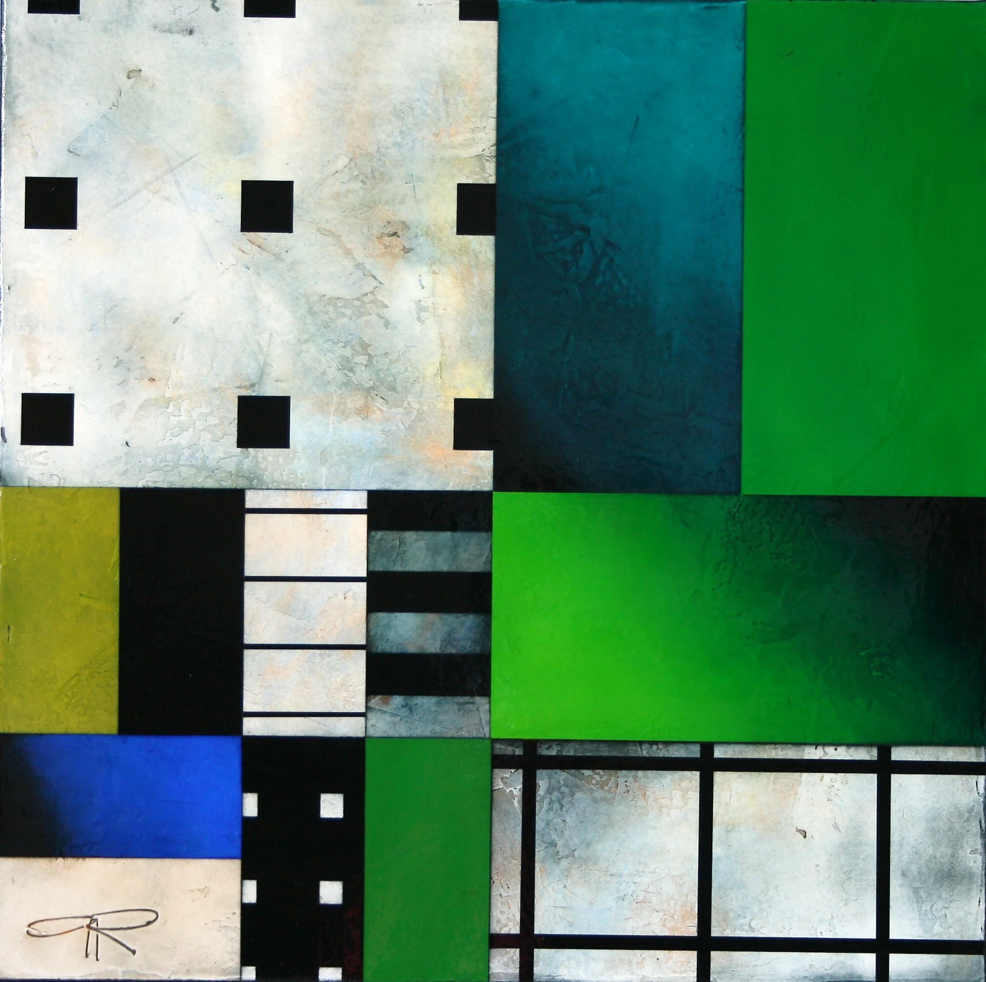 GO FISH2007      mixed media on canvas,  24x24