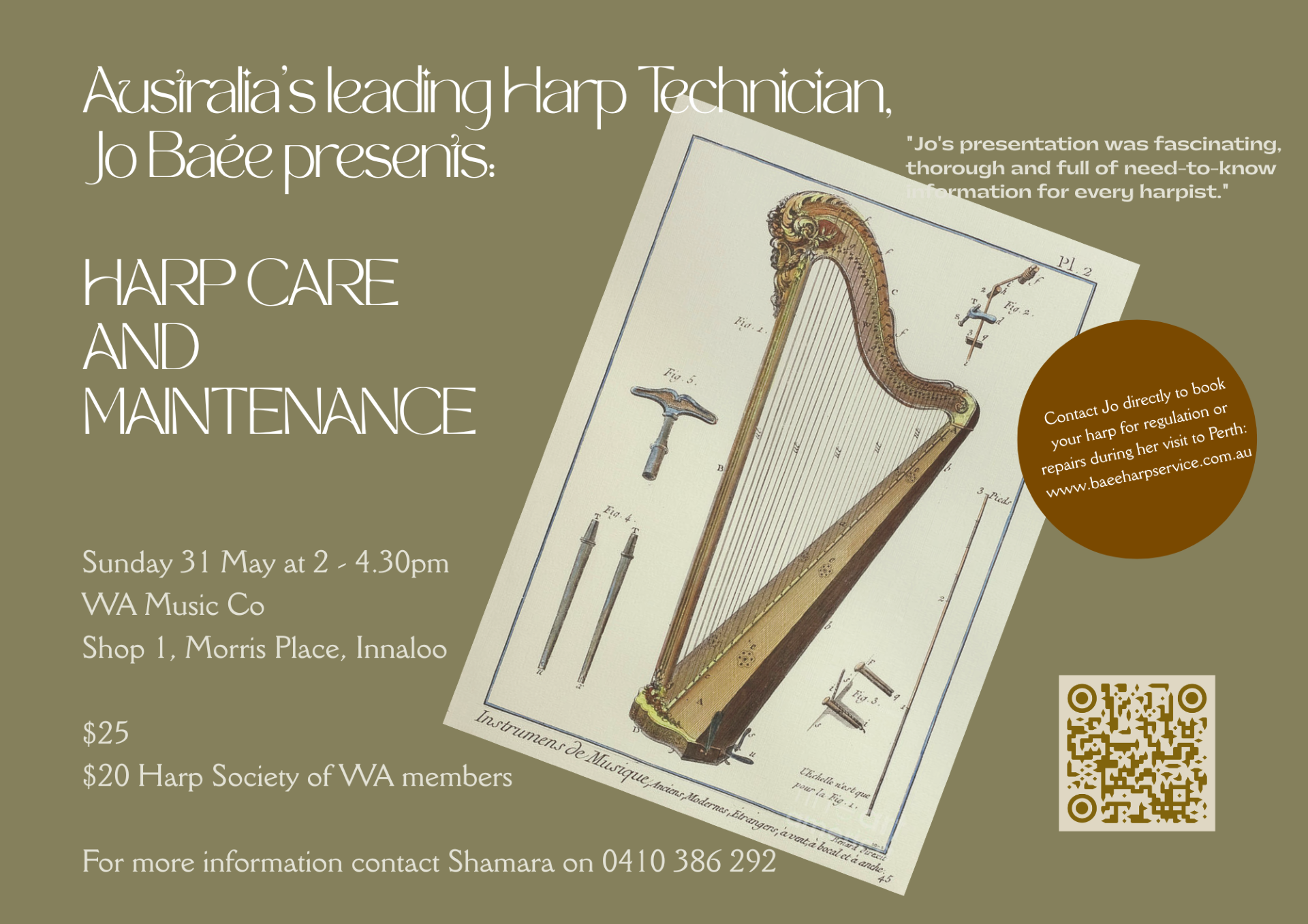 Harp Care and Maintenance Workshop with Jo Baee