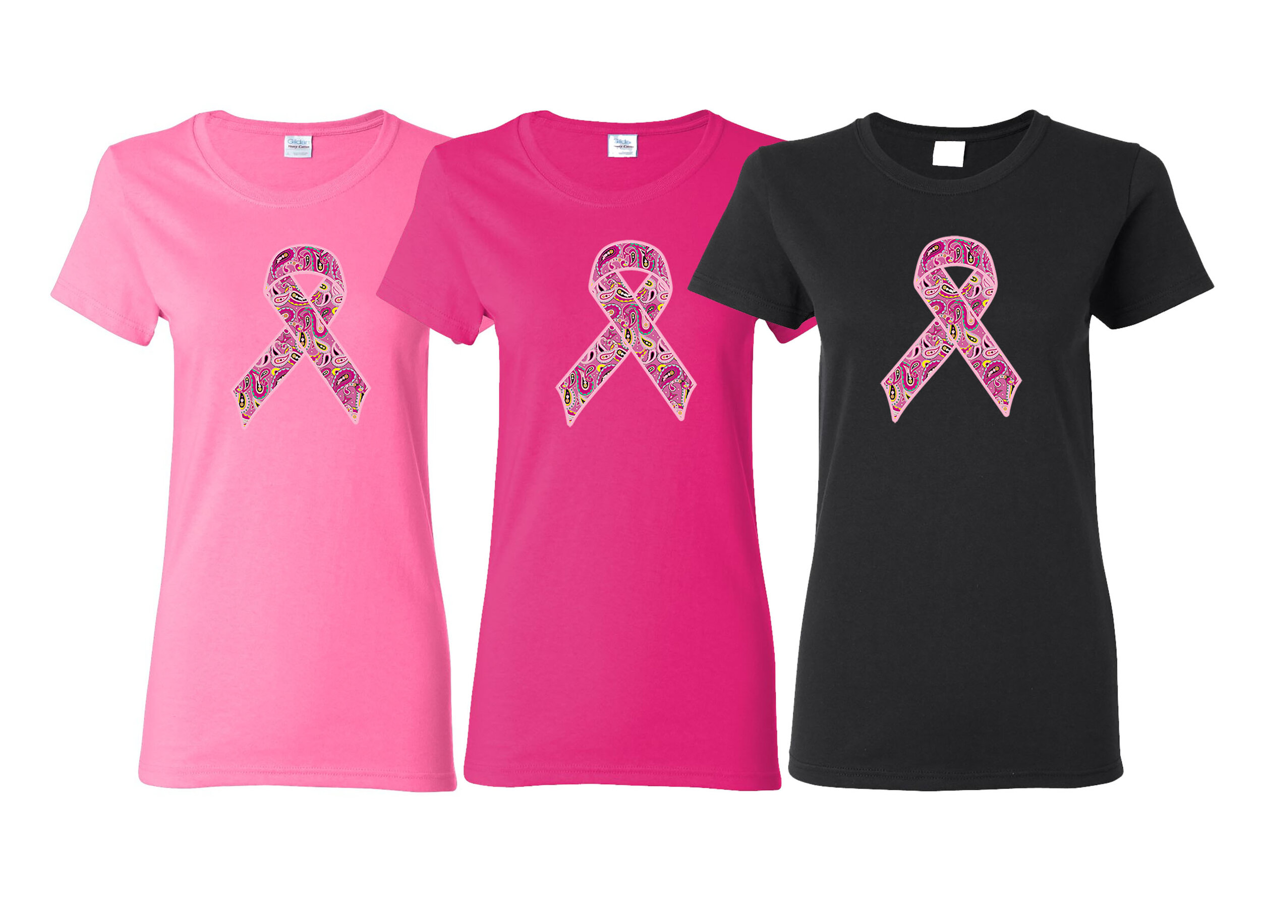 Breast Cancer Awareness T-Shirt with Paisley Ribbon — The Pink Ribbon Shop
