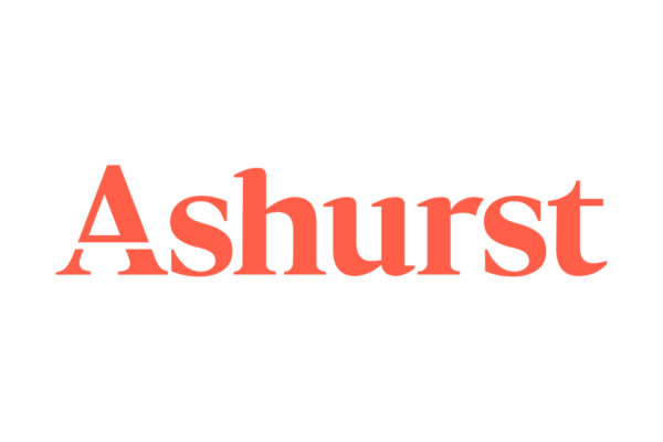 The word 'Ashurst' written in large, red letters with a stylized 'A'.