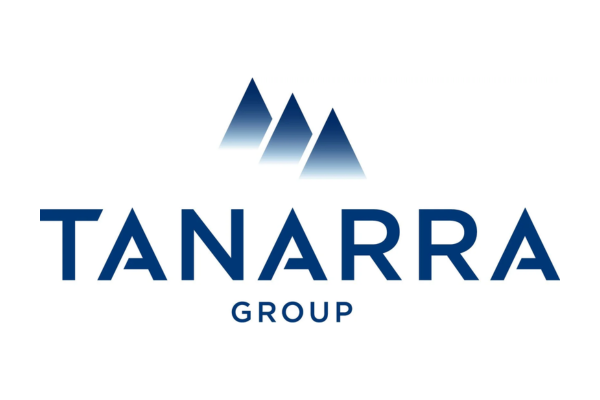 Logo of Tanarra Group featuring three stylized blue mountains and the company name underneath.