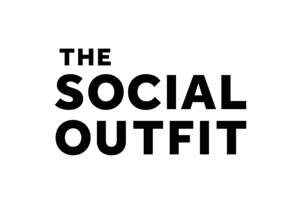 Black background with the text 'The Social Outfit' in bold black uppercase letters.