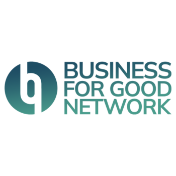 Logo for the Business for Good Network featuring a stylized 'b' and 'g' in a circular design with the text 'Business for Good Network' beside it.