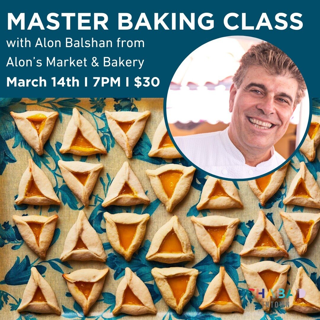 Hamantaschen Baking &amp; Purim Class Tonight! 7PM @chabadintown.
ㅤ
Join master baker Alon Balshan from @alonsbakery for a hands-on, delectable Hamantashen baking experience. 
ㅤ
While the hamantaschen bake, Rabbi Schusterman will lead the class on a 