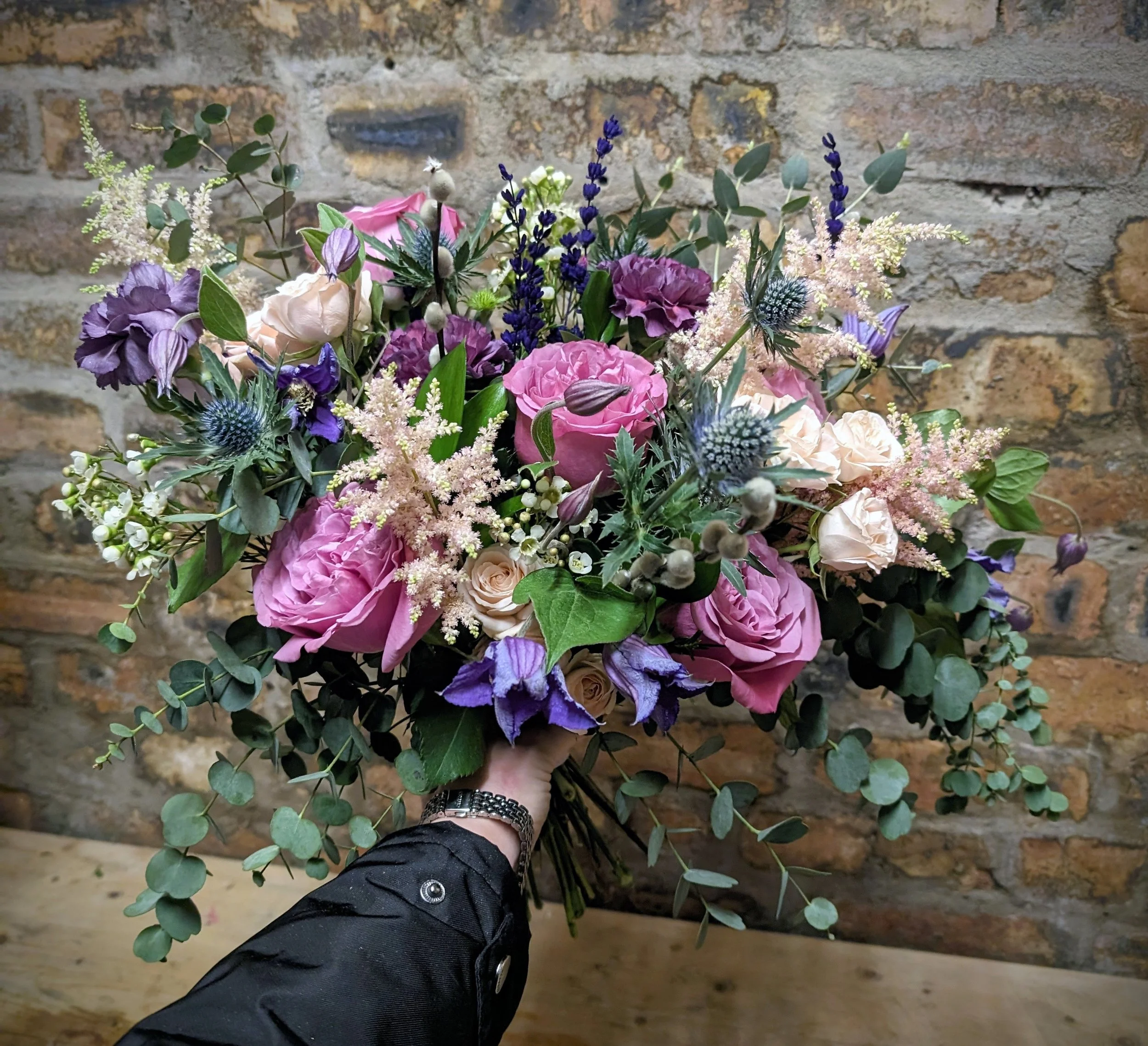 orchid rose bridal bouquet