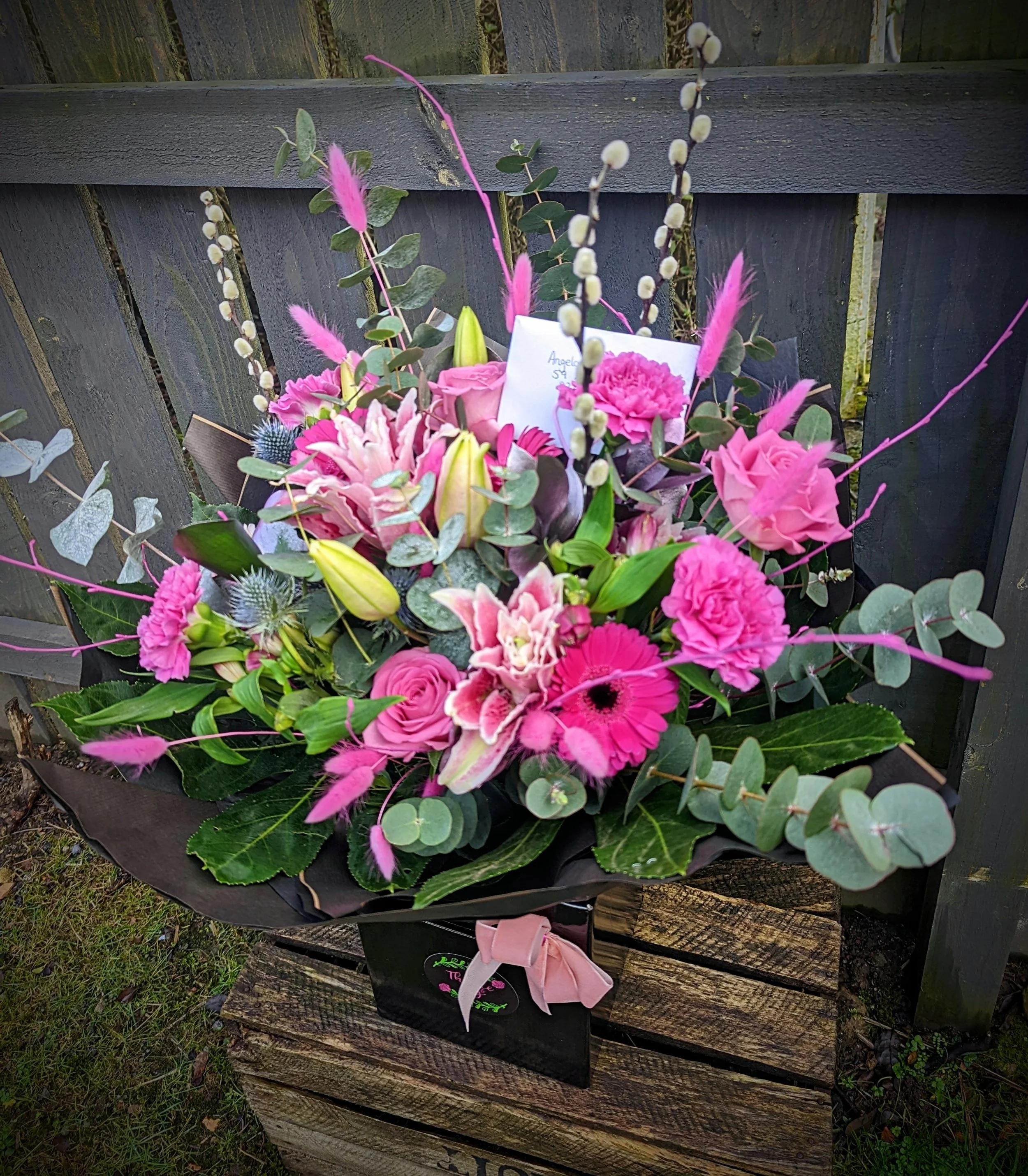 Large pink flower bouquet valentines