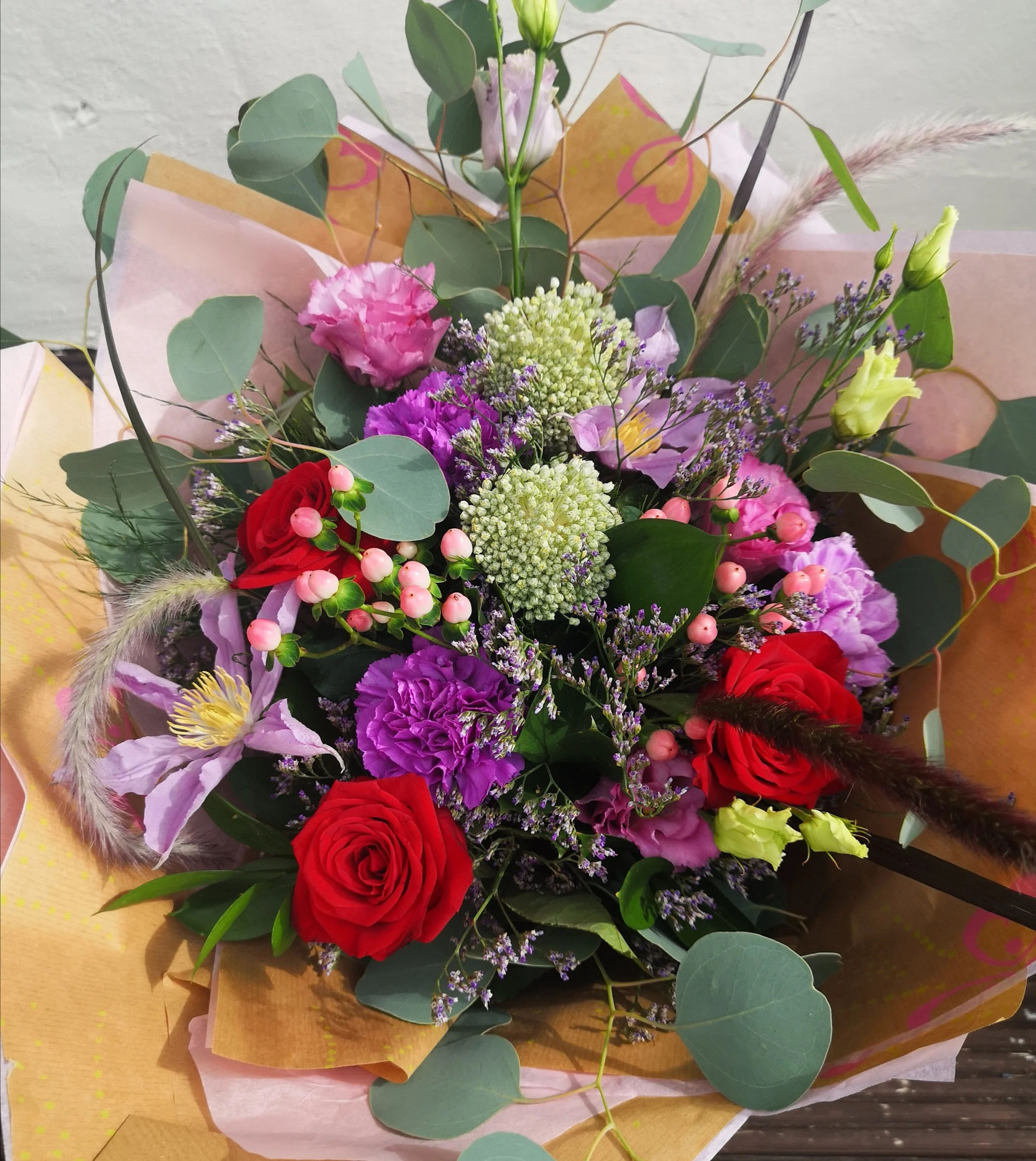 Interesting flowers eucalyptus bouquet