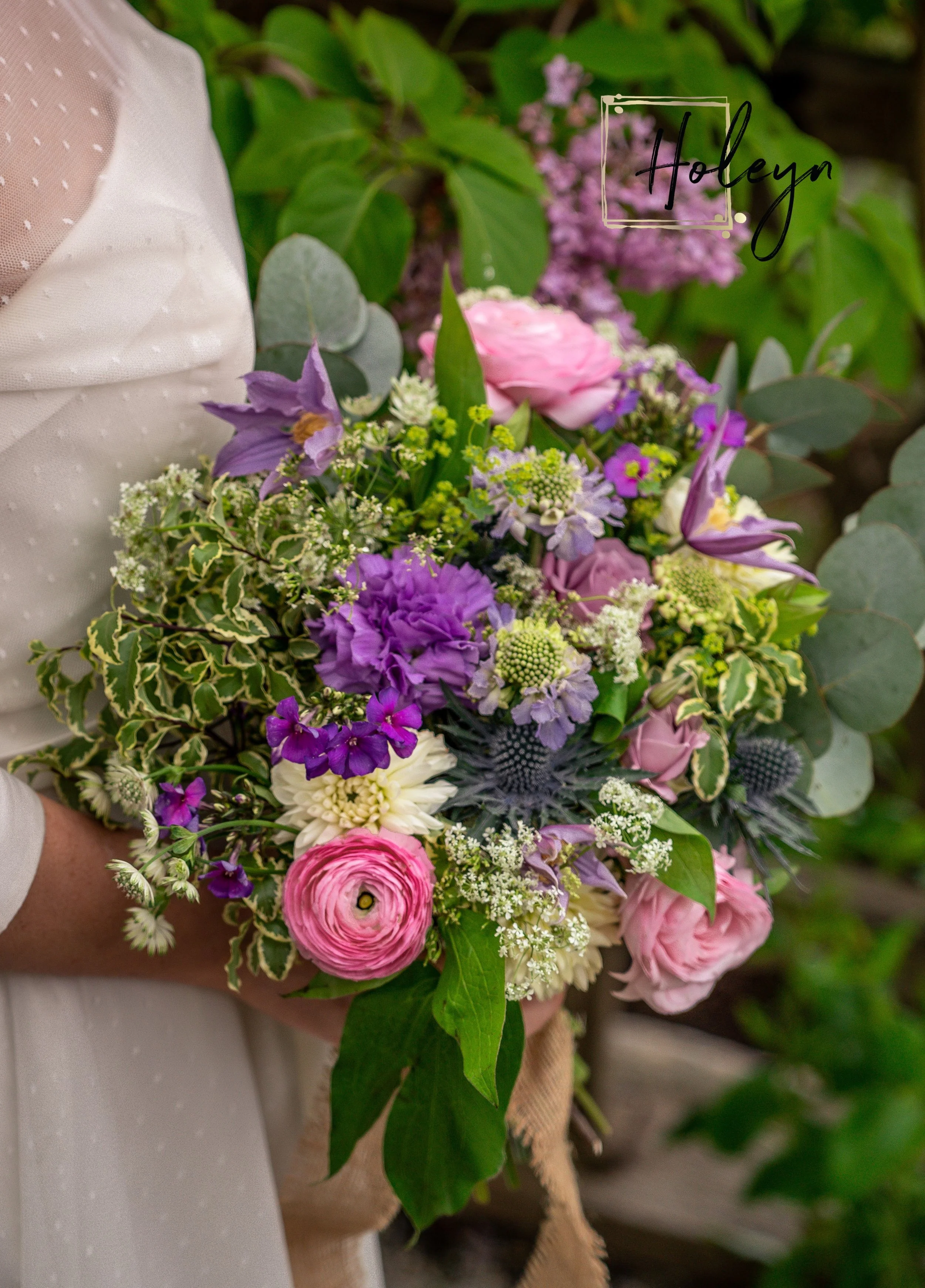 pink purple wedding bouquet