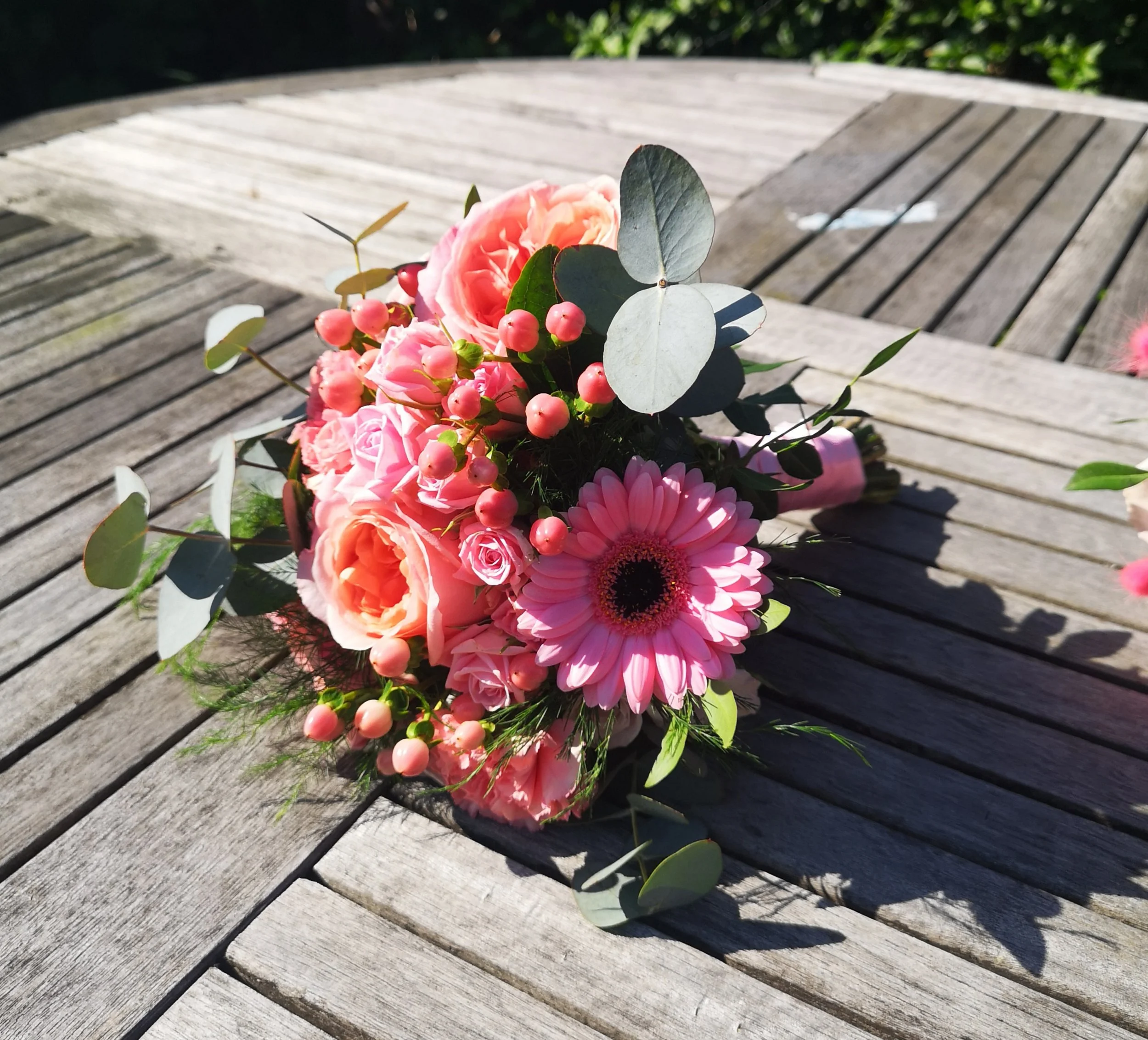 all pink wedding bouquet