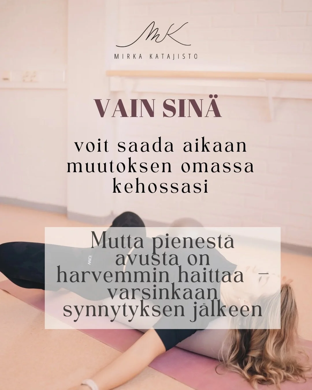 Sun ei tarvitse osata yksin kuntouttaa sun keskivartaloa &ndash; ei muutenkaan,&nbsp;muttei varsinkaan synnytyksen j&auml;lkeen.

Keho k&auml;y l&auml;pi valtavat muutokset raskausaikana eik&auml; synnytyksest&auml; palautuminenkaan aina suju kuin ve