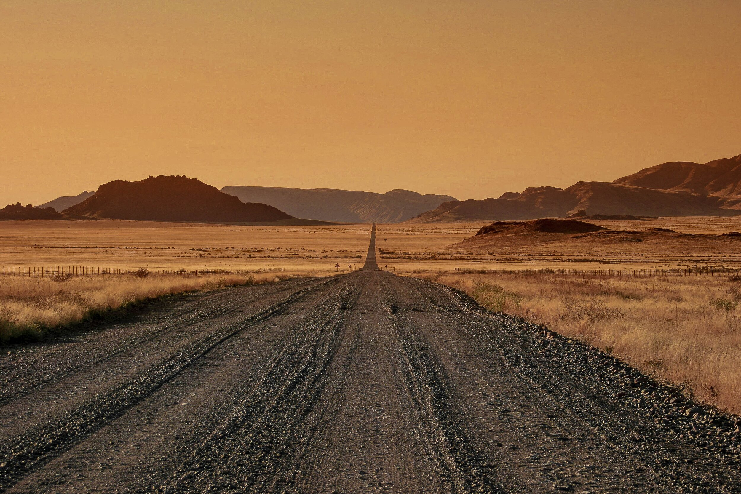 an empty road in Namibia