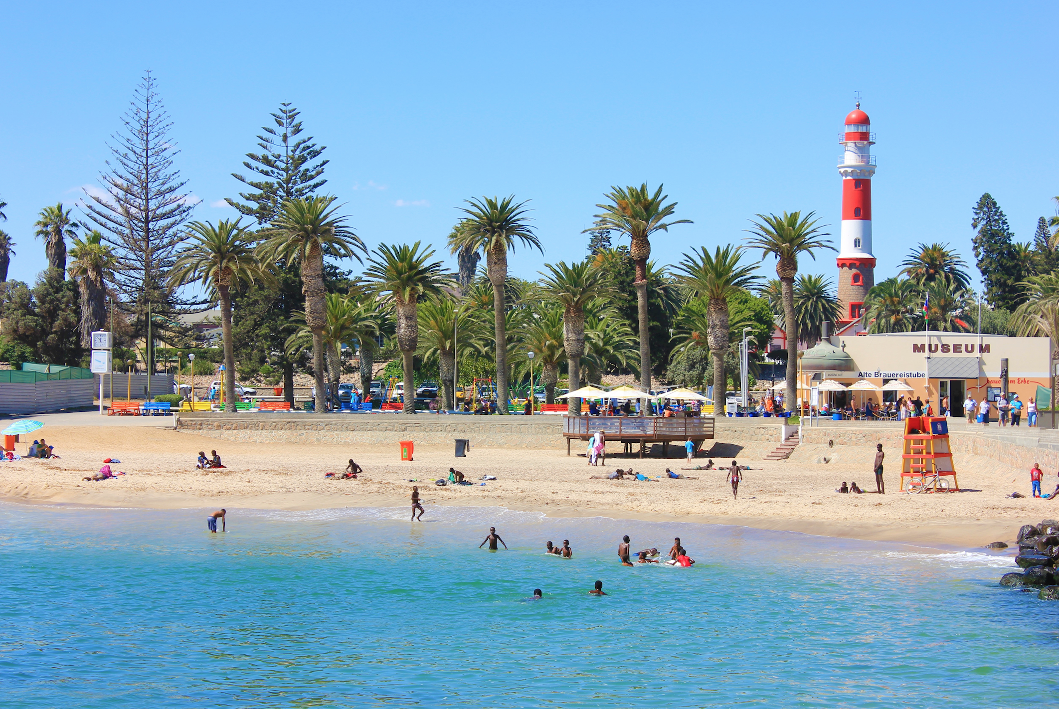 beach and lighthouse in swakopmund