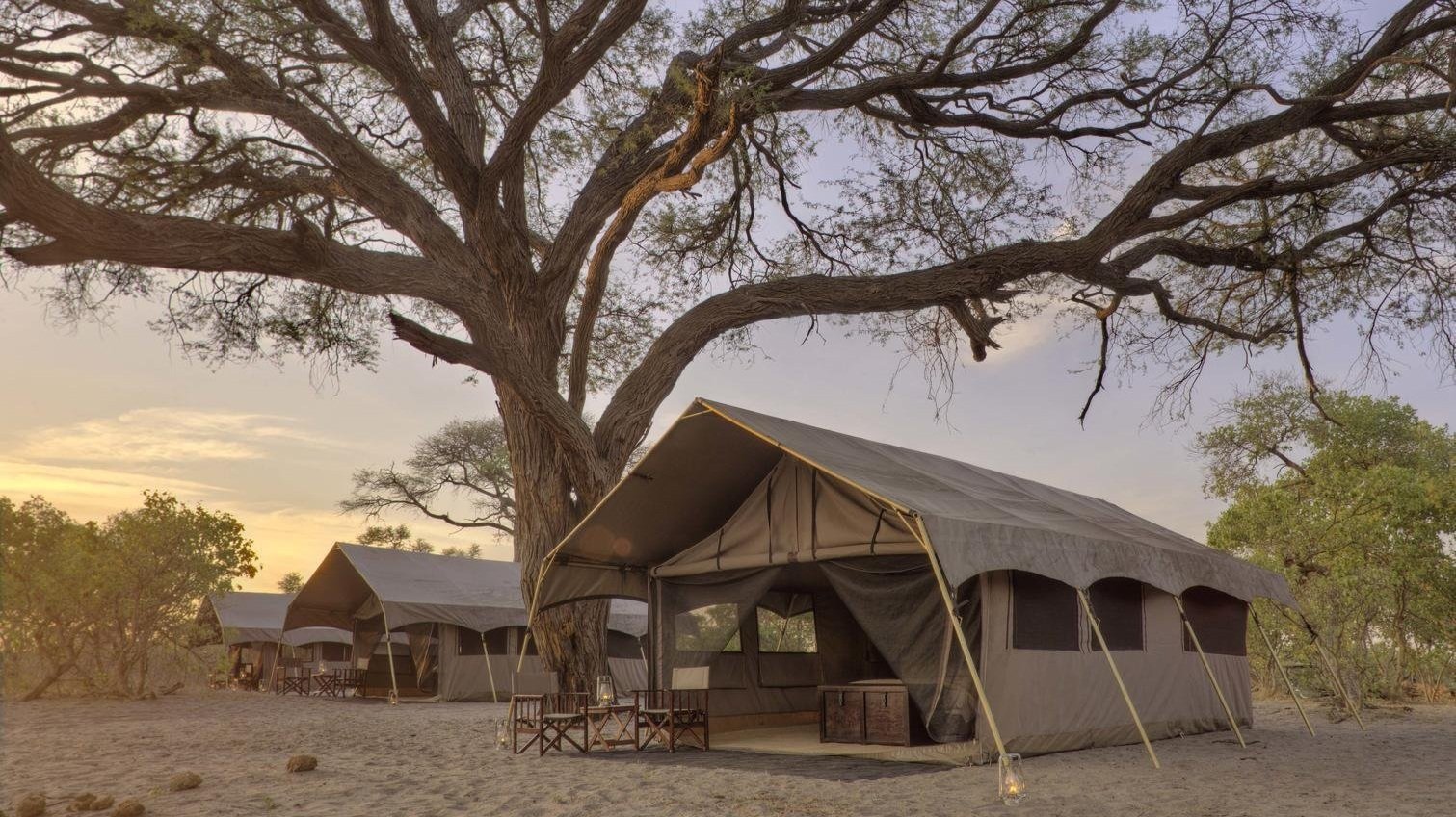 Exterior of a tented suite at Savute Under Canvas, Chobe Region, Botswana