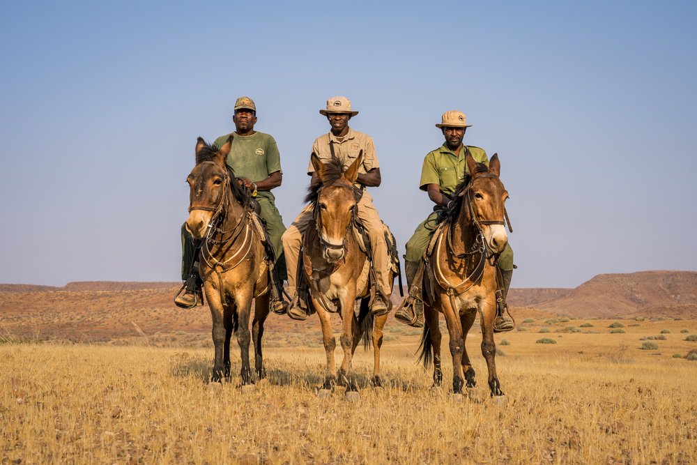 Save the Rhino Trust Rangers on horseback in Namibia