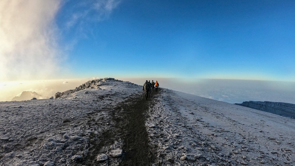 People hiking Mount Kilimanjaro, Tanzania