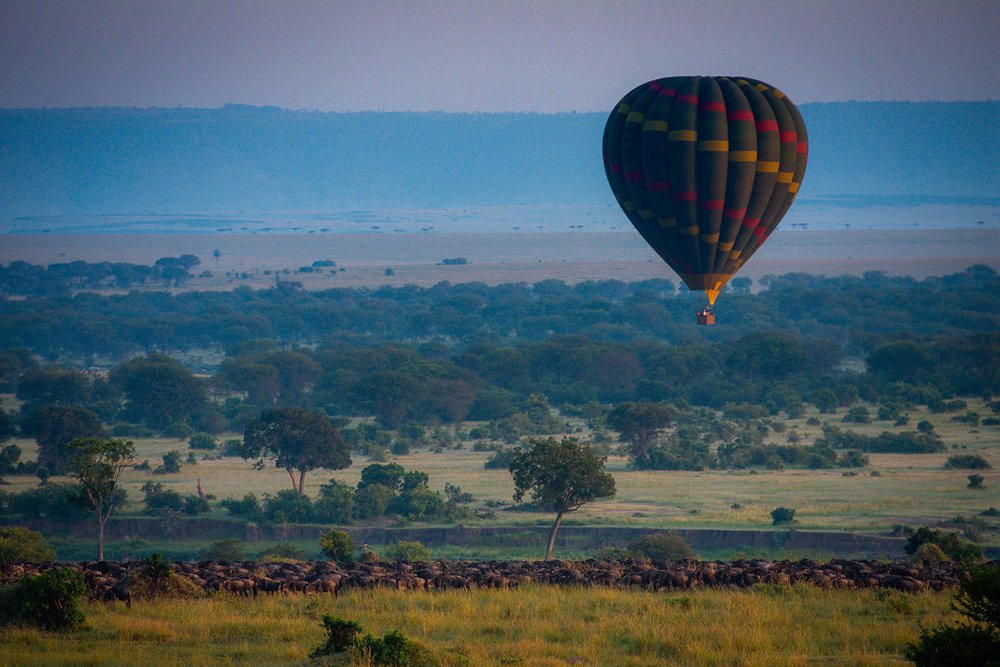 A hot air balloon safari over the Serengeti