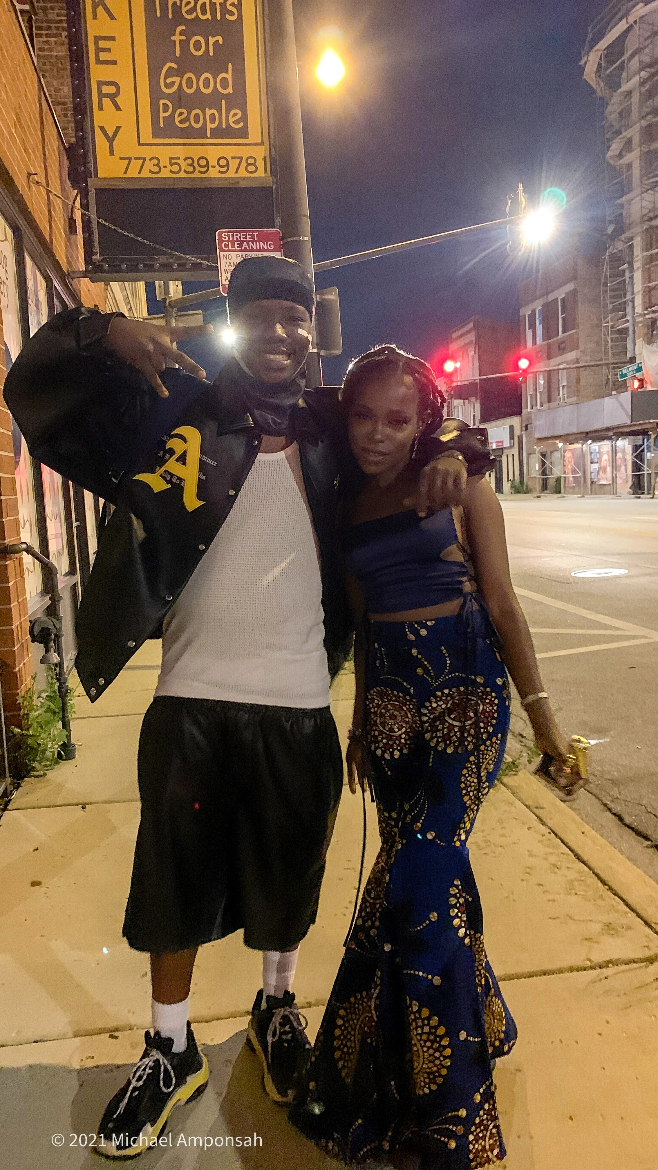 Queen Drie with Nigerian artist, ASAP Mills outside the Michelle's Ballroom after the Chicago Ankarafest 2021 hosted by Nairaflash Entertainment. 

Captured by Michael Amponsah.