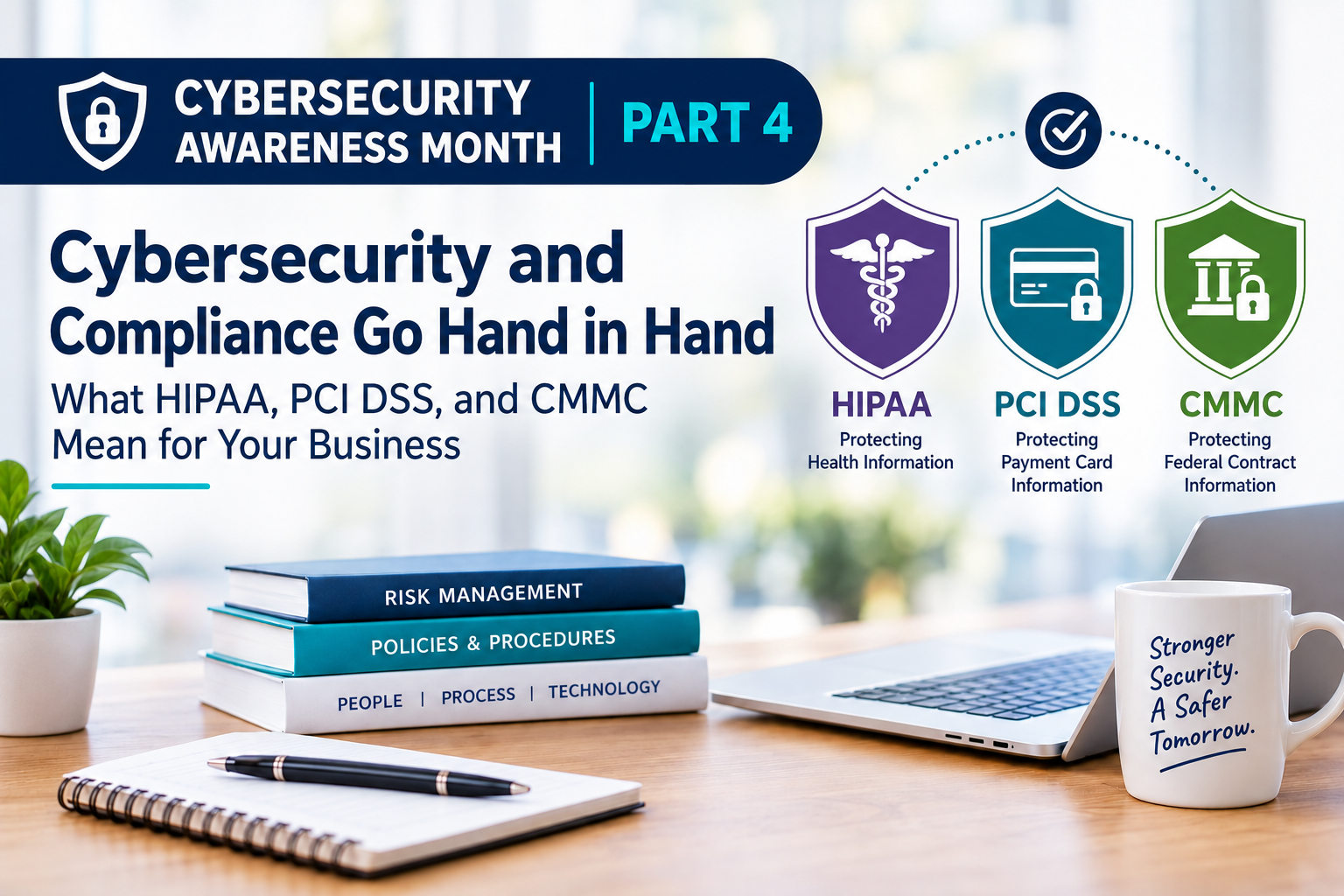 Cybersecurity Awareness Month Part 4 : What HIPAA, PCI DSS, and CMMC Mean for Your Business