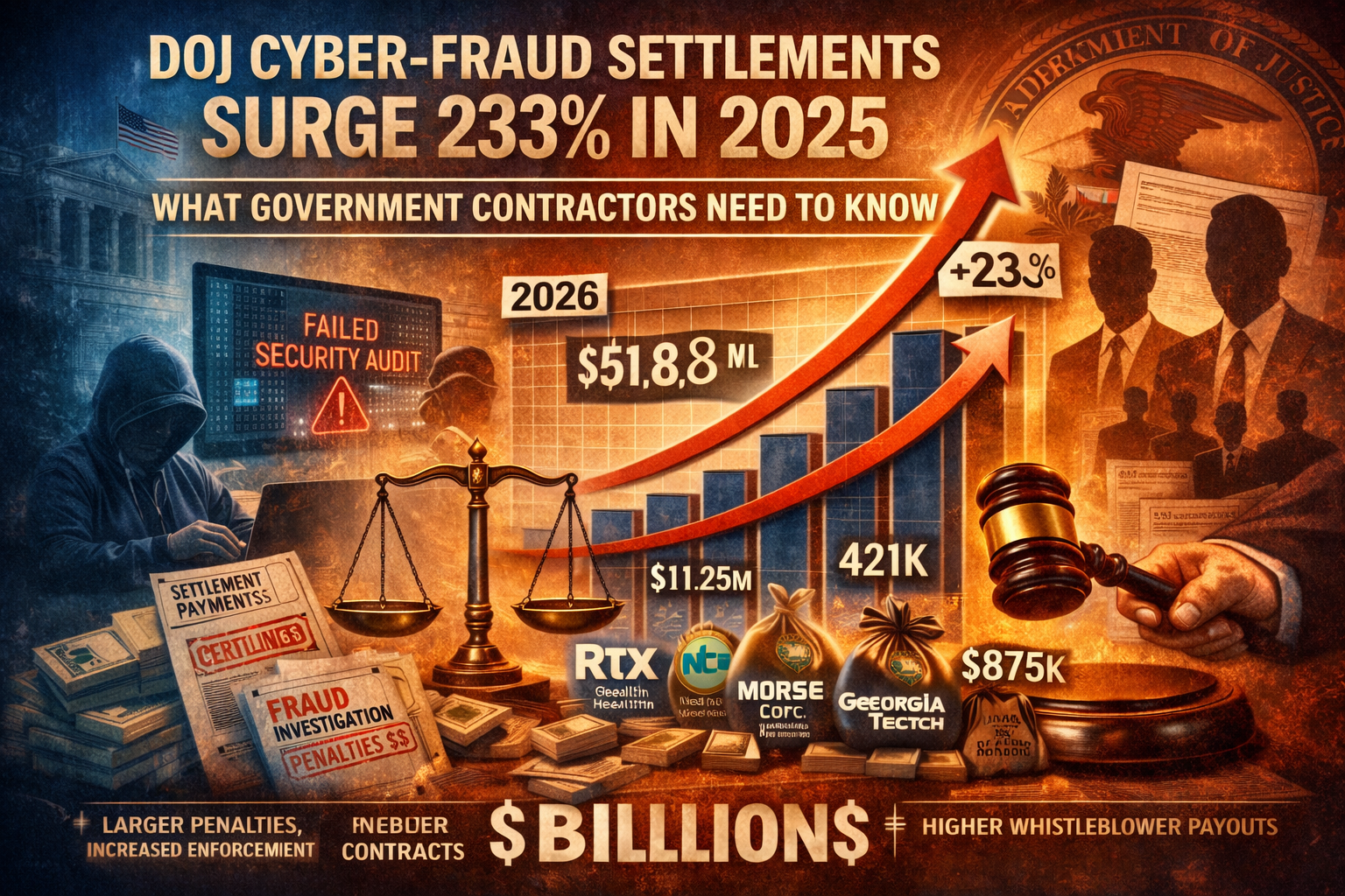 DOJ Cyber-Fraud Settlements Skyrocket 233%: Is Your Federal Contract at Risk?