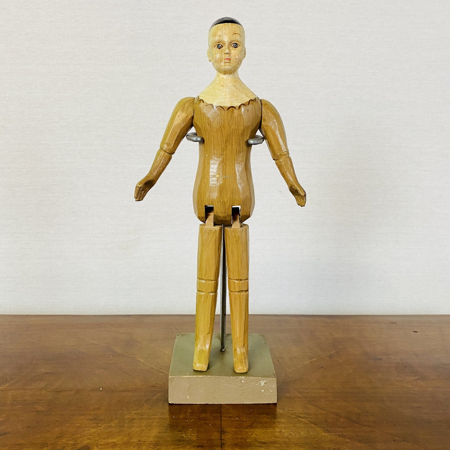 Vintage Painted Wooden Mannequin or Doll, Grödnertal Style — Honey