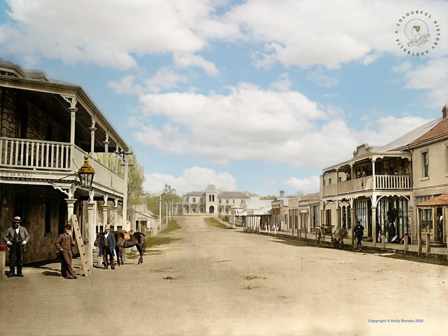 We've shared this shot before - but it's even more incredible in colour thanks to Kelly Bonato of @a_colourful_history_australia! 📸 The original picture was taken approximately in 1880 by Samuel Sweet, looking west down Gawler Street.

It's so wonde