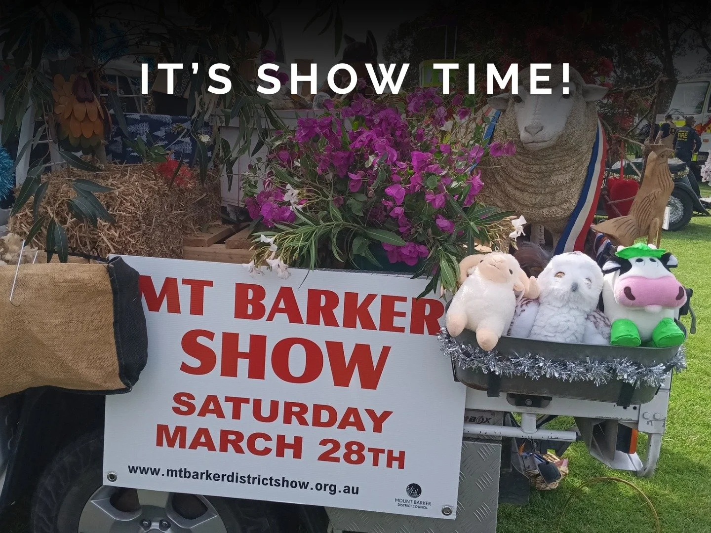 It's show time! 🎡 The Mount Barker District Show is coming to the Mt Barker Showgrounds on Saturday 28 March from 9am-4pm.

Expect a day of fun for the whole family with incredible local displays, plenty of food, and of course - HEAPS of activities 
