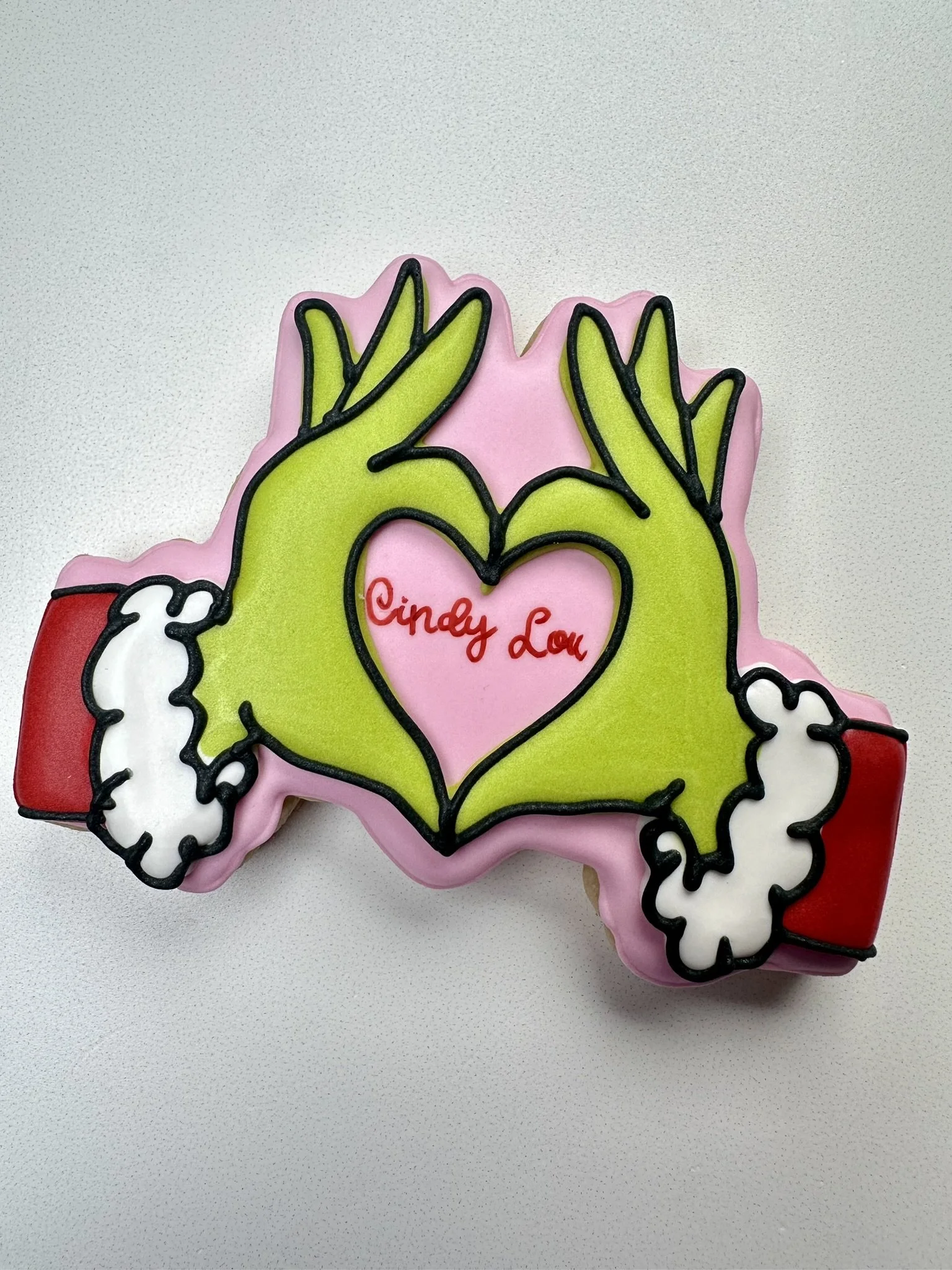 Personalized heart hands cookie