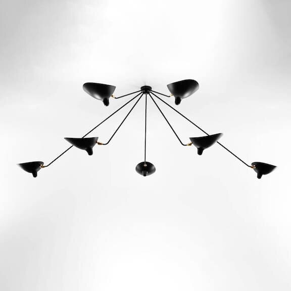 SERGE MOUILLE LES Lamp LUMINAIRES Seven-Arm — Spider DE Ceiling