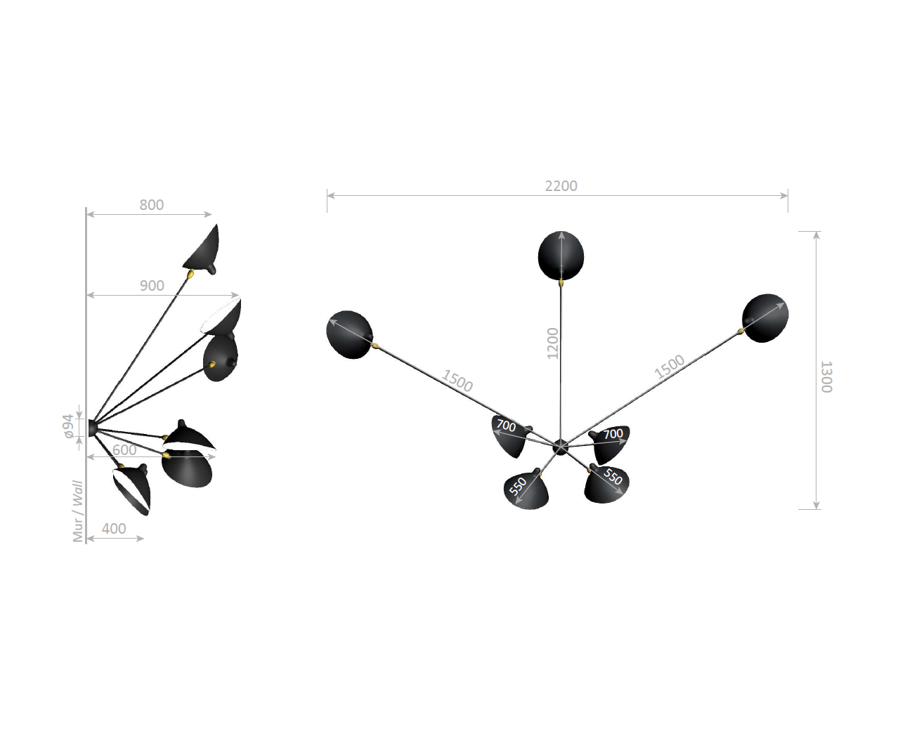 Seven-Arm Spider Wall Lamp