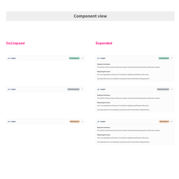 Comparison of collapsed and expanded views of a component interface showing different levels of detail.
