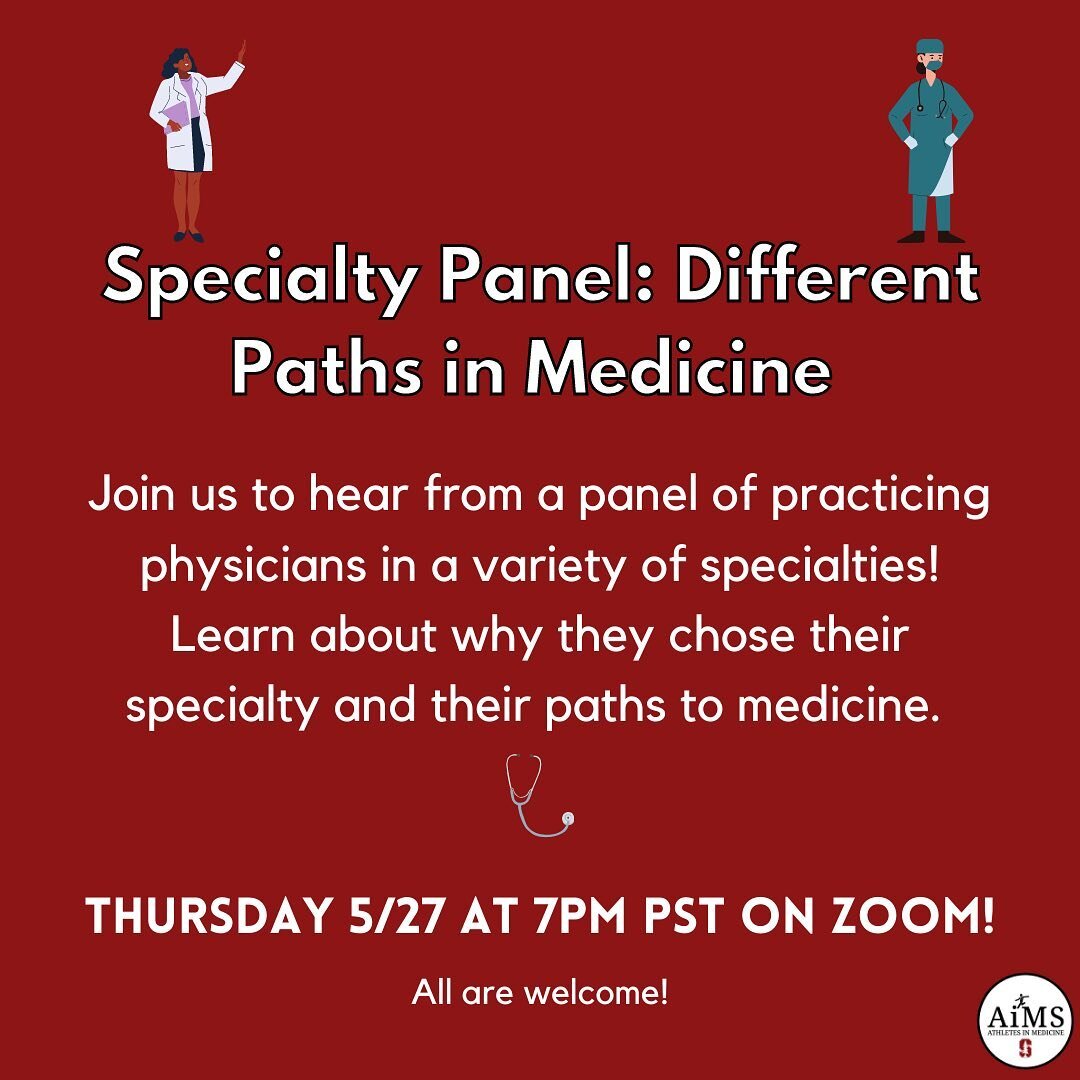 This Thursday, Dr. Sgroi is hosting a panel with practicing physicians across a variety of specialties. Join us at 7pm PST on Zoom and hear from physicians on their paths to medicine and why they chose their respective specialties! Check Canvas or DM