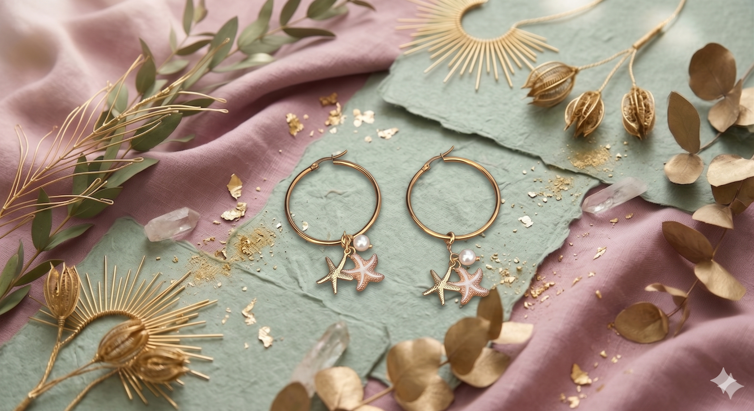 Star Pearl Hoops