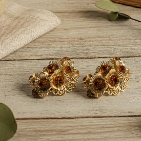 SoHo Sunset Hoops – Alloy Flower Stud Earrings