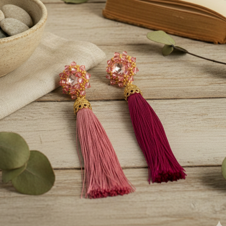 Magenta Swarovski  earrings